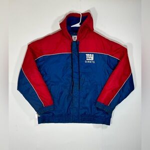 Vintage Y2K NFL New York Giants Winter Jacket Hooded Size XL Football Distressed